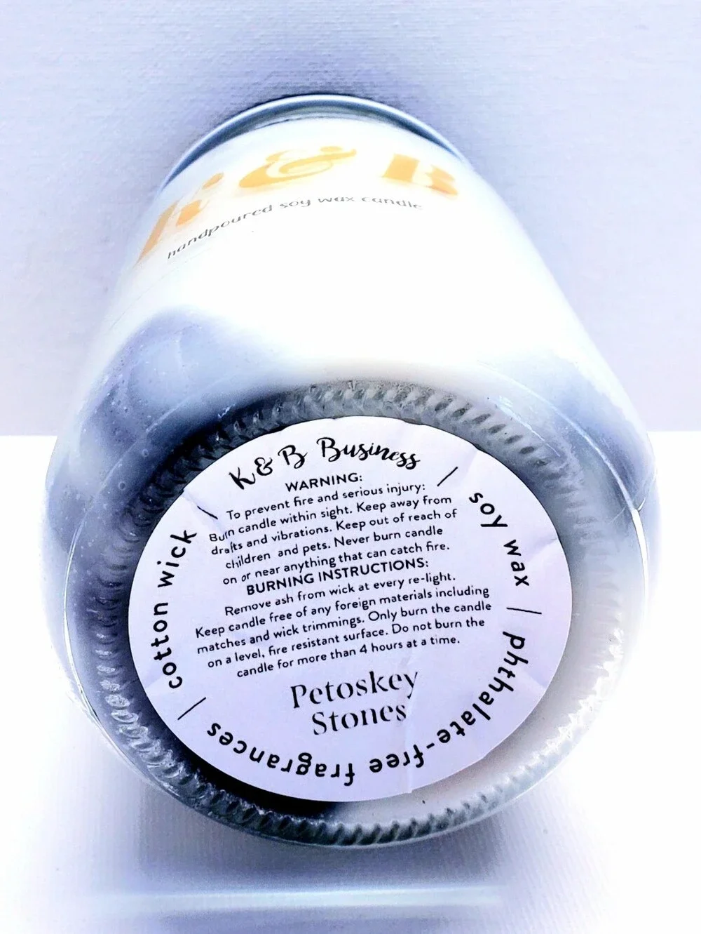 Handmade PETOSKEY STONES Wax Candle , Natural Cotton Wick, Hand-Poured, 16Oz